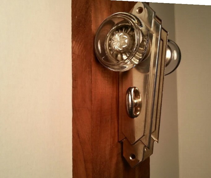 Art Deco Chrome w/ Glass Door Knob Set Circa '1930'