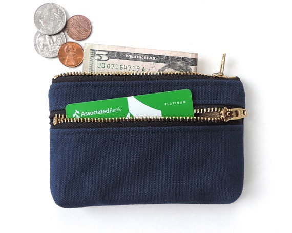 Coin Purse Wallet Double Zipper Pouch Canvas Coin Purse by Lindock