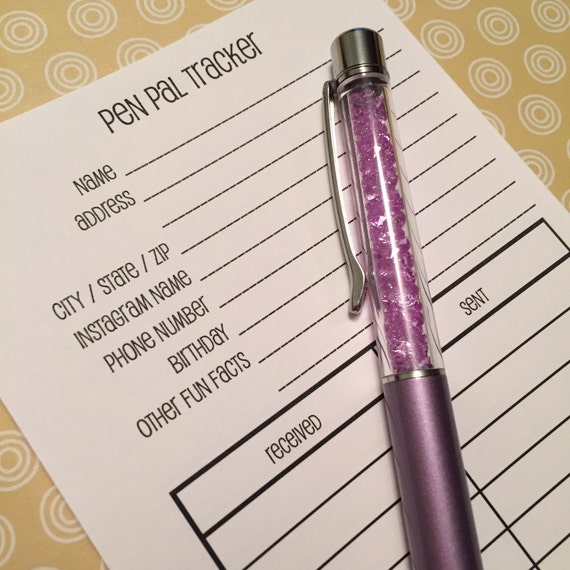 Printed Pocket Size Pen Pal Tracker by SewMuchCrafting on Etsy