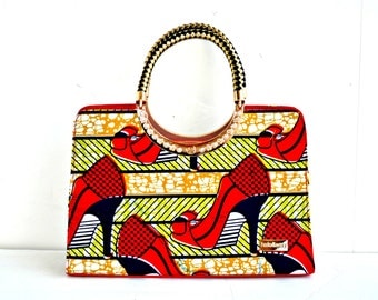 Blue And Red Tote Bag Large African Print Bag by ZabbaDesigns