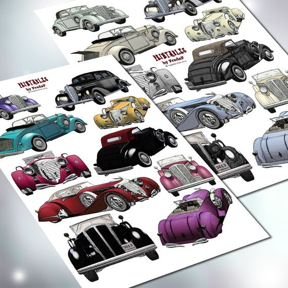 Klassische oldtimer elegante alte autos von fredafprintables