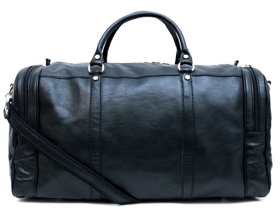 Mens leather duffle bag black brown shoulder bag travel bag