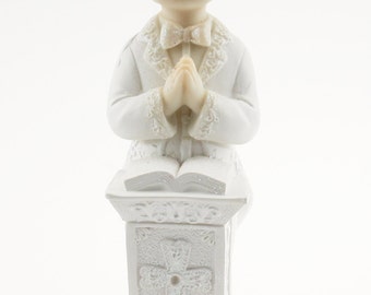 2 Communion Praying Boy at Alter in White Tux