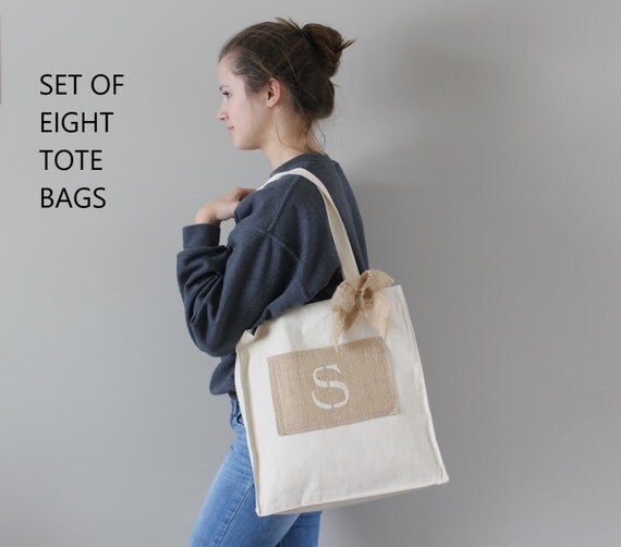 Burlap Tote Bags - Personalized Bag - Bridesmaid Gifts - Rustic Bags ...