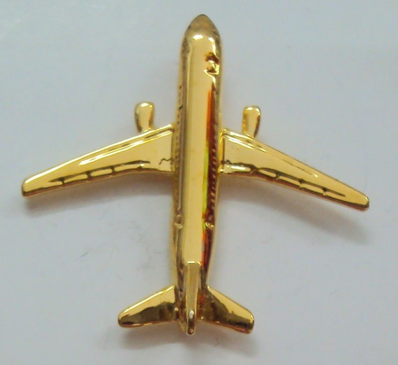 GOLD Color Neck Tie Pin Military AIRPLANE From by VGTMilitary