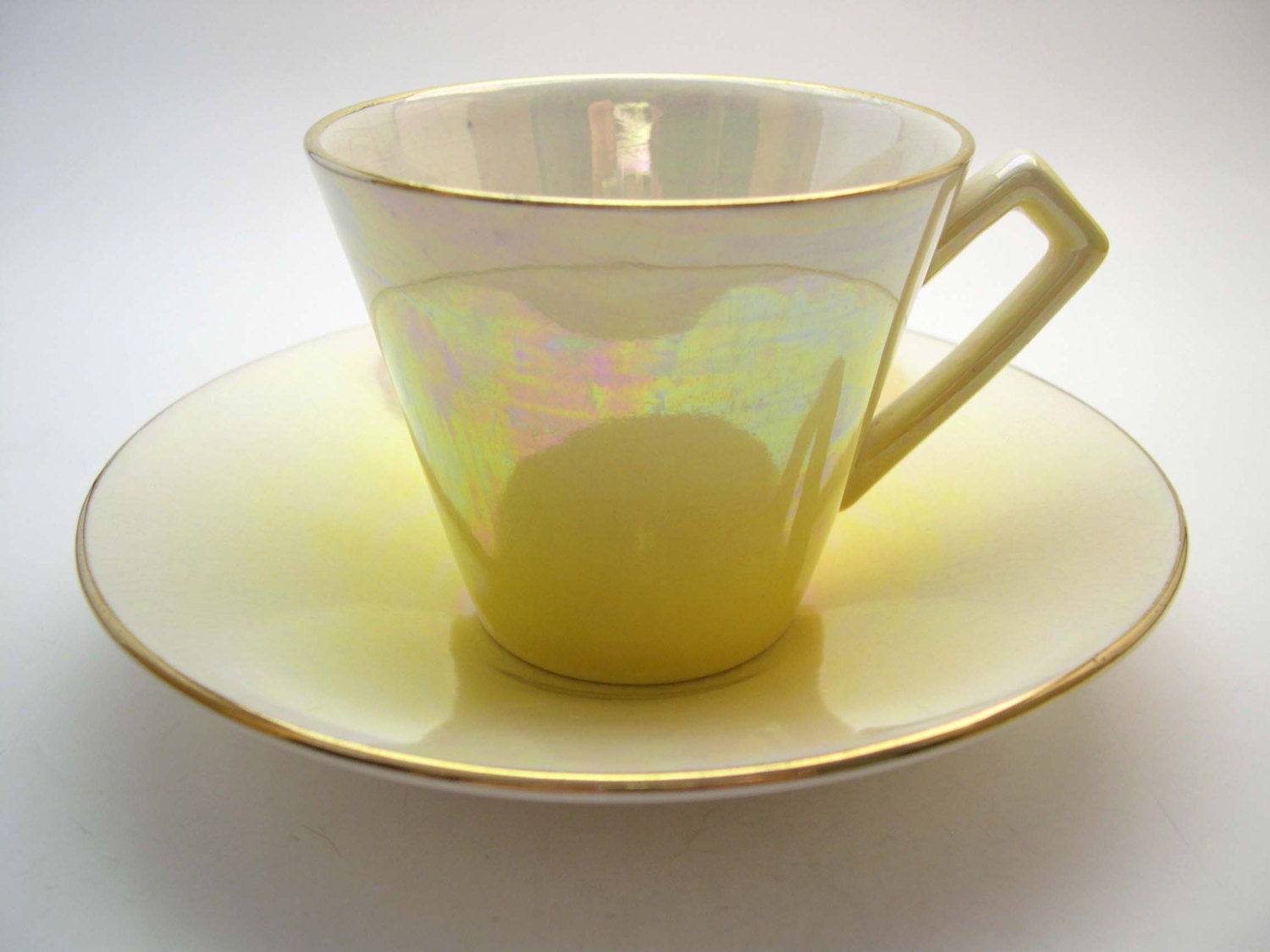 Royal Winton Tea Cup and Saucer Bright Yellow to Ivory tea