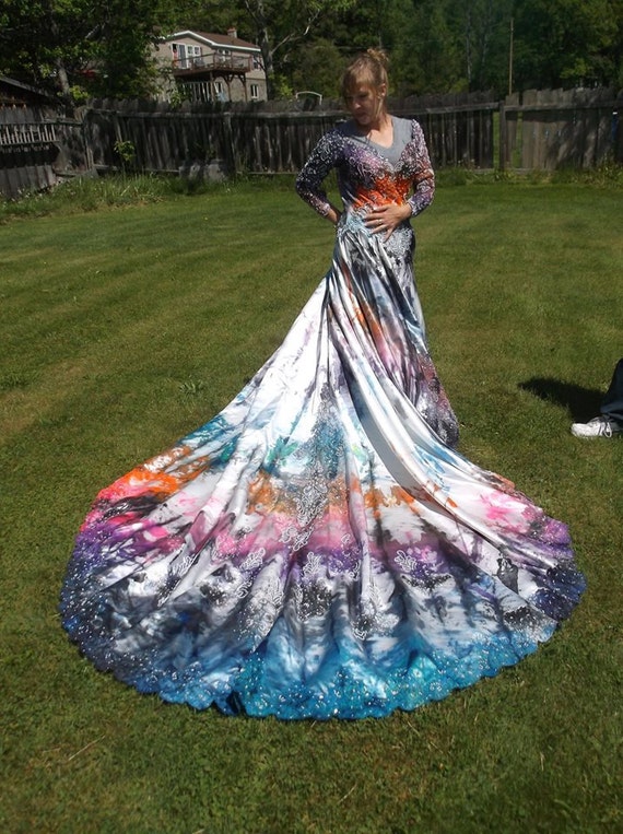 Items similar to Psychedelic TieDye Wedding Gown! One of