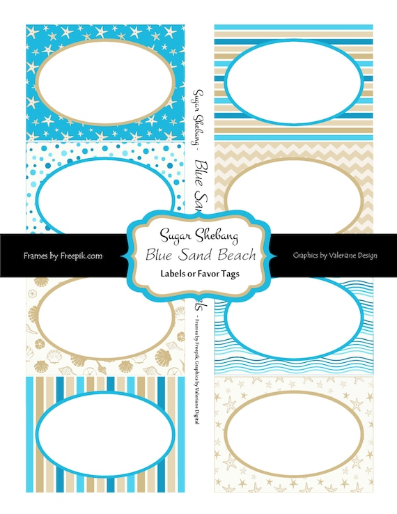 instant download party ocean themed food labels by sugarshebang