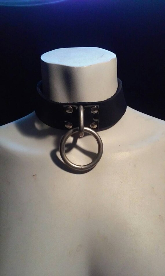 Leather Collar With Bondage Ring your choice of 1 2 or 3