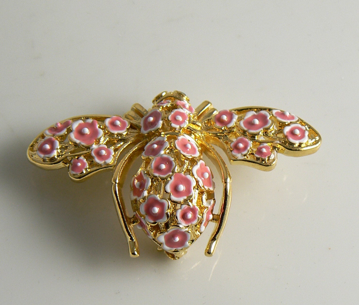 Joan Rivers Cherry Blossom Bumble Bee Brooch Figural Pin