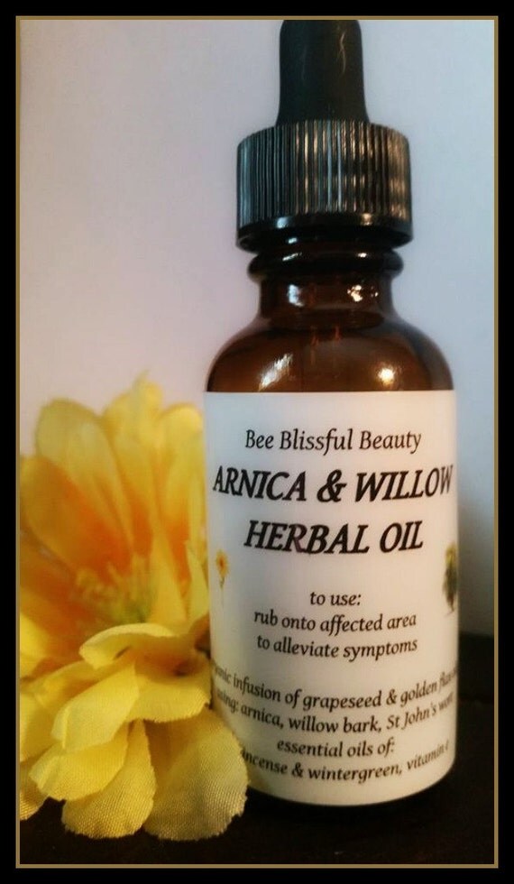 HERBAL PAIN RELIEF Arnica Willow Bark Oil by BeeBlissfulBeauty