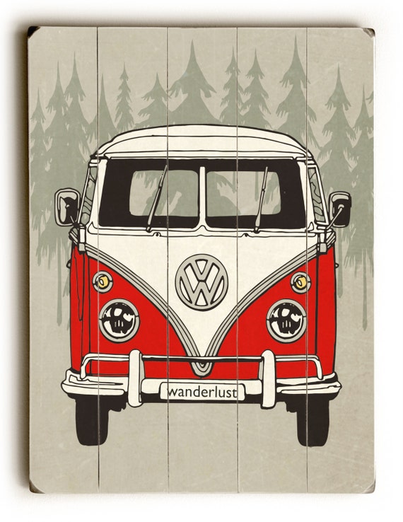 Wooden Sign, VW Print, Home Decor, Inspirational Sign, Vintage Sign, Wall Art, Distressed Wood Sign, Wanderlust, Wood Art