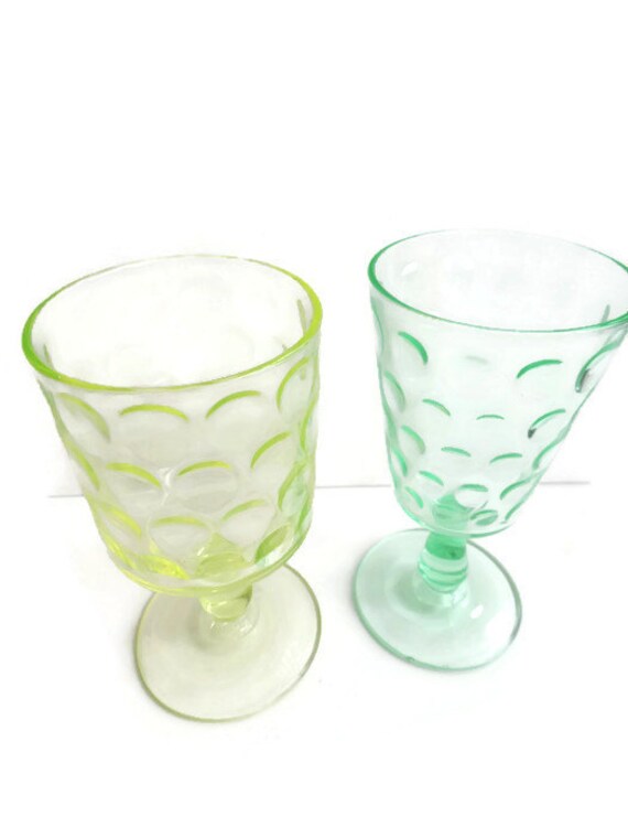 Vaseline glass Goblet Antique EAPG 1884 Duncan Glass Co.