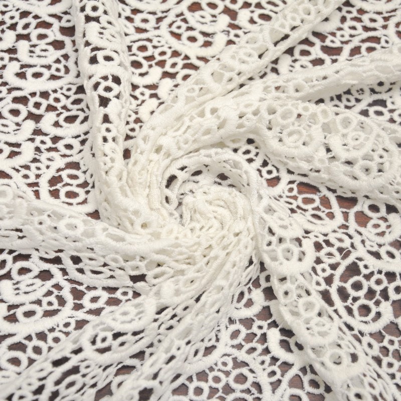 Off White Bold Weight Cotton Lace Fabric by the yard Pattern