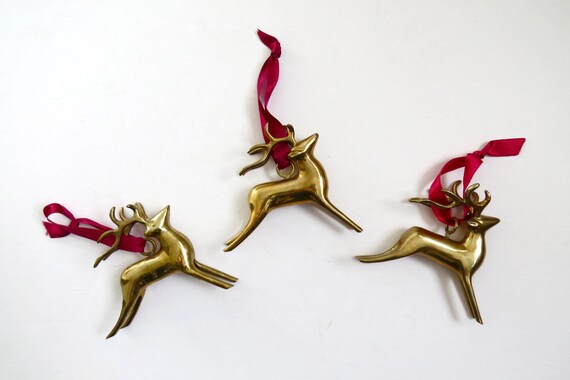 brass reindeer christmas ornament 1960s tree ornament brass reindeer christmas ornament 1960s tree ornament