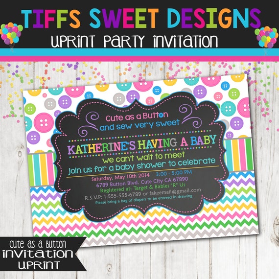 Cute As A Button Baby Shower Invitation by TiffsSweetDesigns