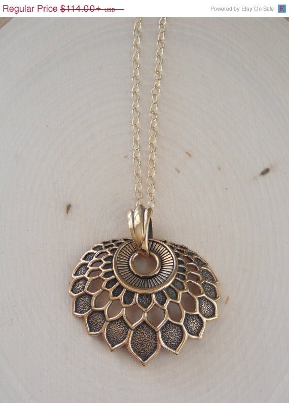 Bronze Necklace Bronze Jewelry Large Bronze by MalieCreations