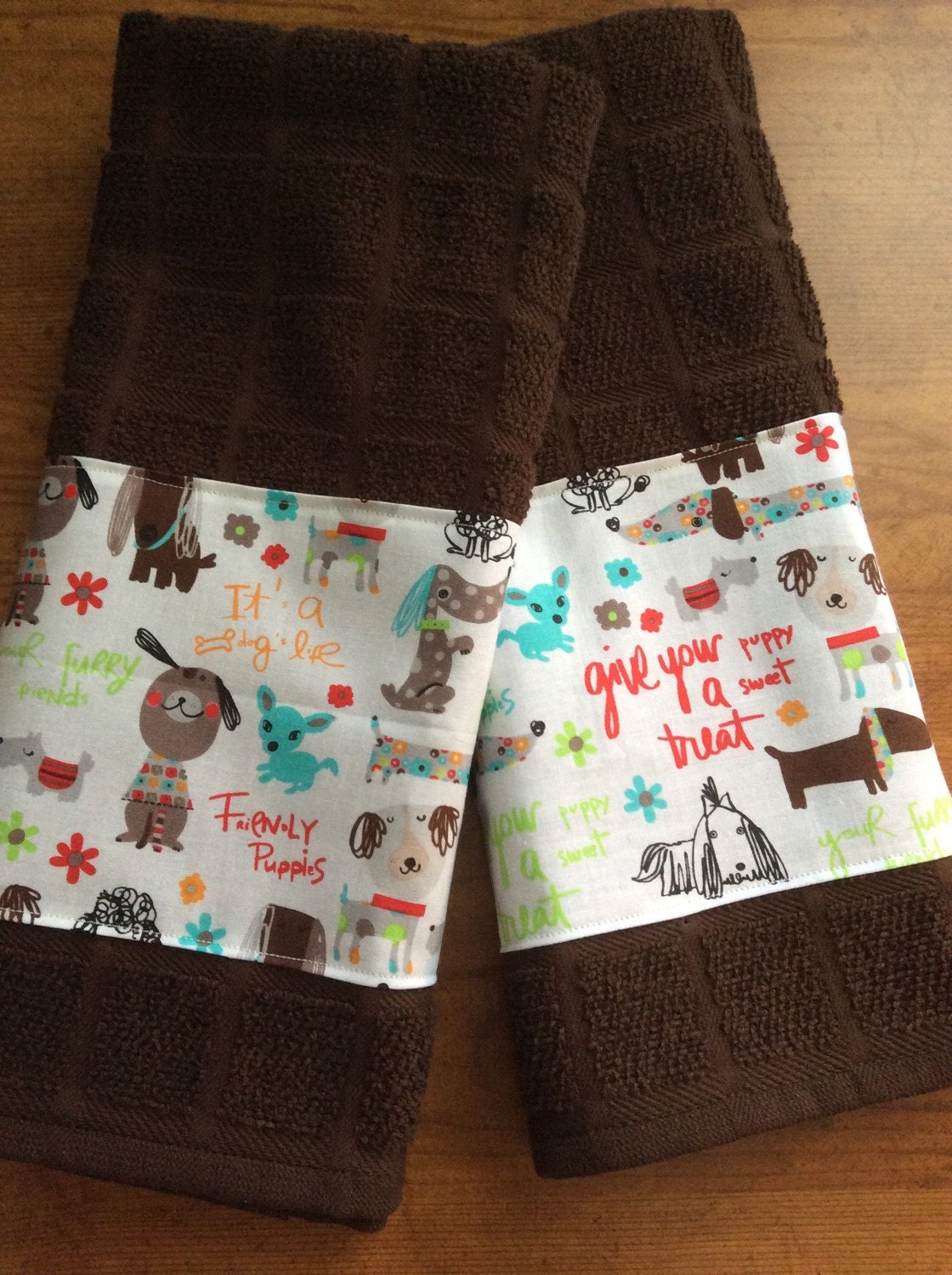 Dachshund kitchen towels dog kitchen towels by Ladylovesfabric