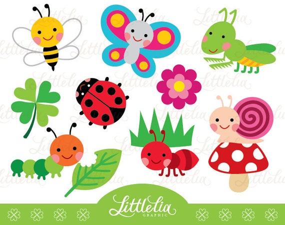 Garden bug cute digital clipart 14037 Instant download