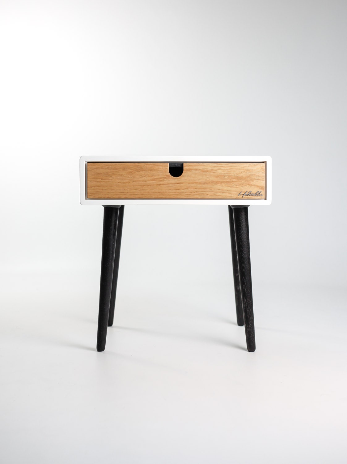 White nightstand / Bedside Table Scandinavian MidCentury