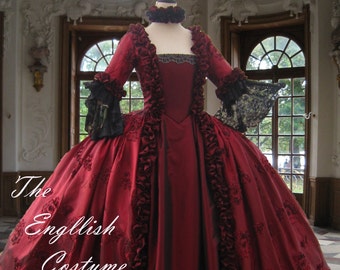 Marie Antoinette dress. Georgian taffeta evening gown.Fully boned for authentic bust lift;no corset required