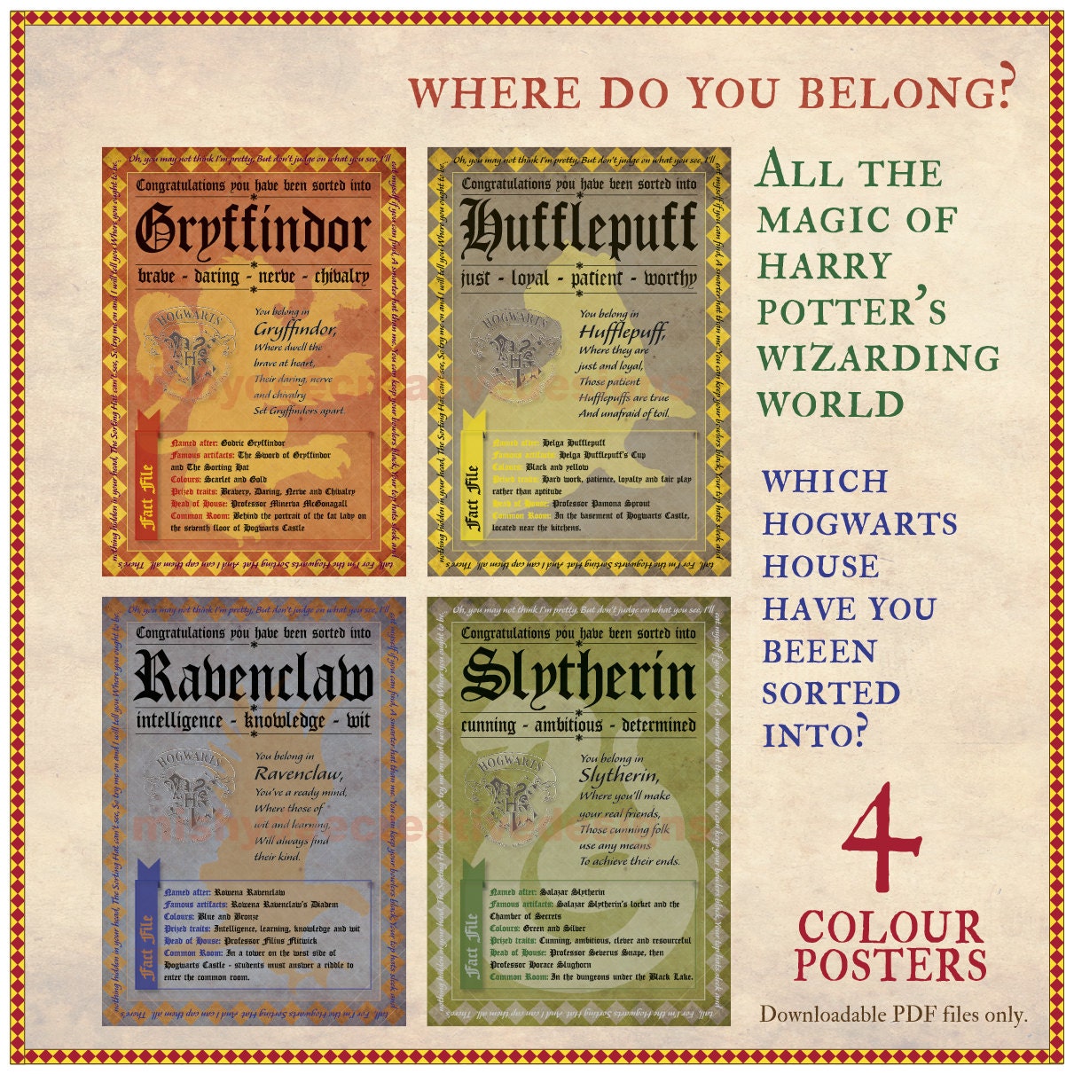 Hogwarts House Certificates