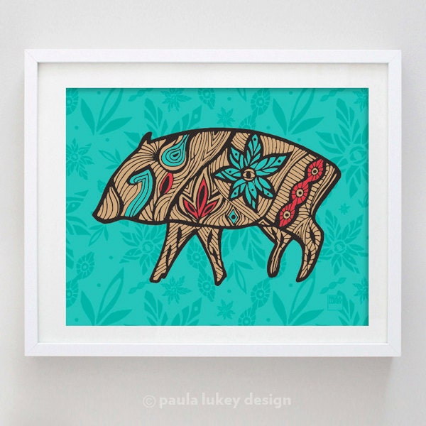 Decorated Arizona Havalina Javelina Art Print 8x10