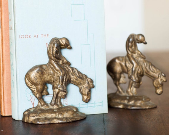 end of trail indian on horse bookends