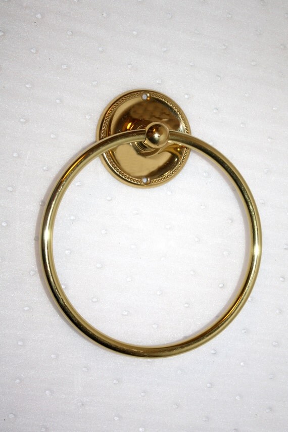 Vintage Solid Brass Hand Towel Ring by Gatco by QUEENIESECLECTIC