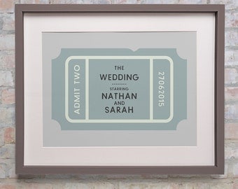 Personalised Cinema Ticket Print - Circus / Fair / Vintage print for wedding, anniversary, birthday