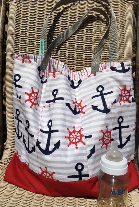 Nautical Diaper Bag Gender Neutral Custom Tote Bag Purse