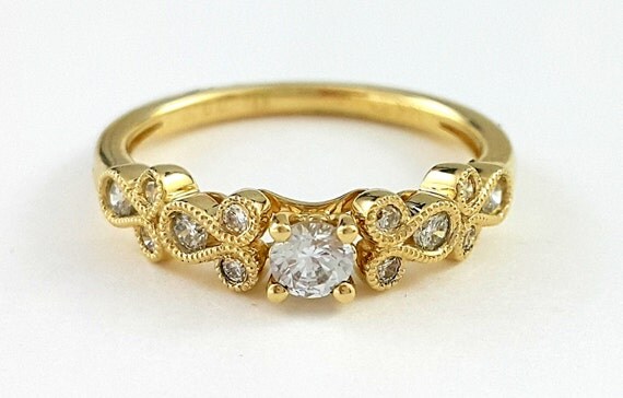 Art Deco Engagement Ring Yellow Gold With by Gispandiamonds