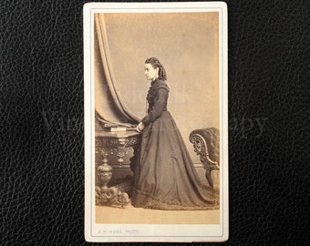 Carte de Visite CDV Photograph of a Victorian Woman with a Long Dress - J.H. Henry Hogg Kendal