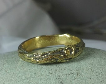 Men's wedding Ring, 18 kt gold Wedding Band, Heavy Gold Branch Band, solid gold Twig Ring, Men's Ring