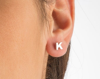 9k initial earrings, SOLID GOLD letters, Initial studs, Solid gold studs, Personalised initials, Monogram studs, Personalised earrings