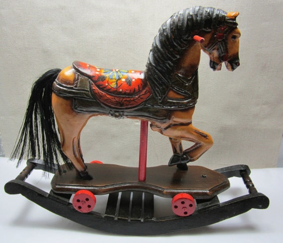 Rocking Horse Hand Carved Wood Decorative Rocking by ...