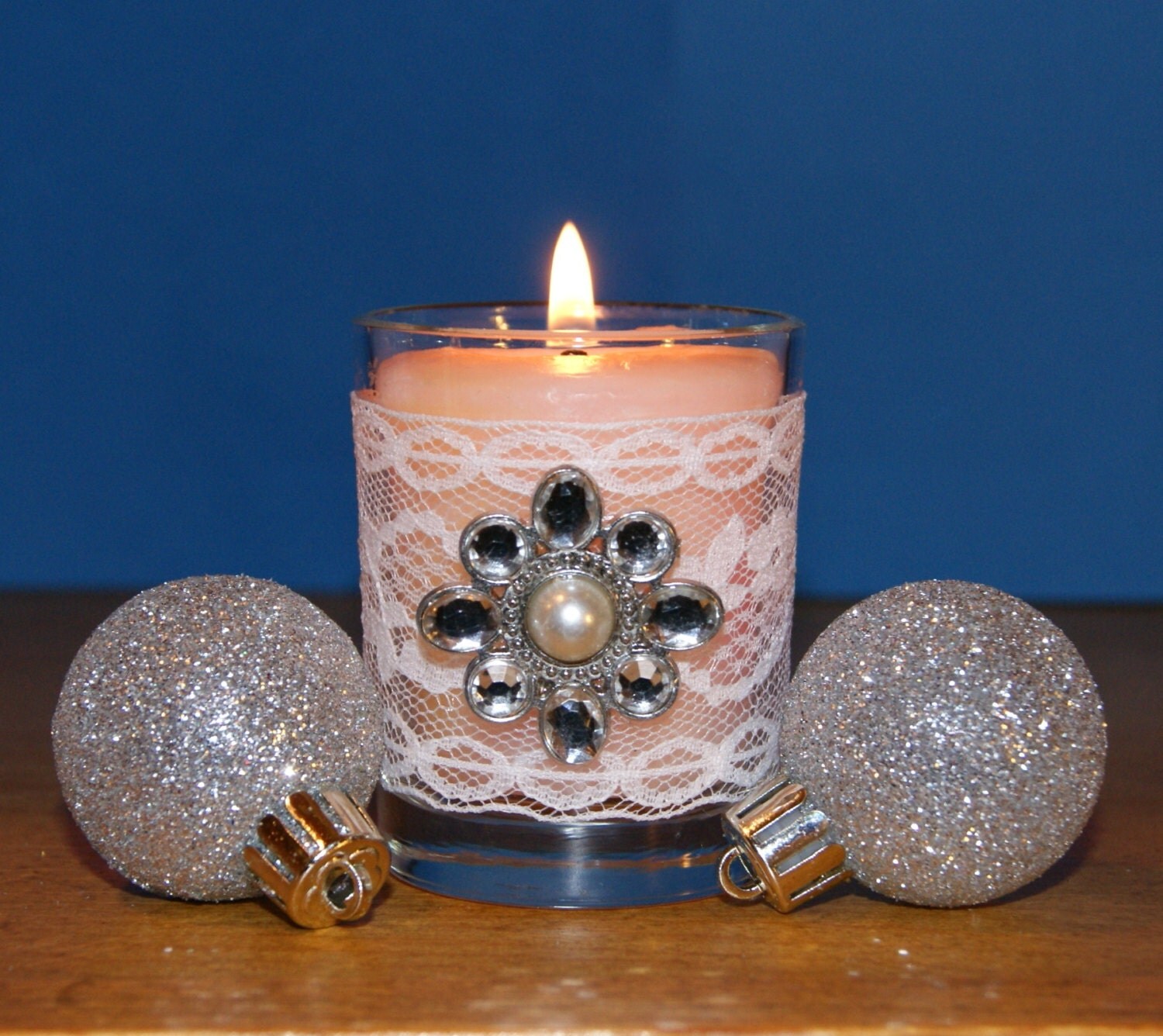 Fairy Tale Wedding / White Lace Wedding Votive Candle Holder
