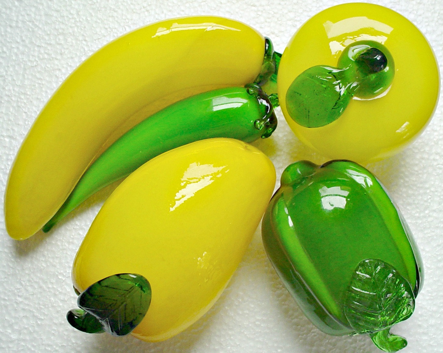 Glass Fruit Set Banana Peppers Apple Vintage Faux Fruit