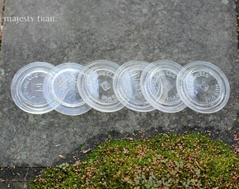 Qty 6 Clear Glass Canning Jar Lid Inserts by Jeannette Mason. Vintage. For Mason, Ball, Kerr, Hazel Atlas Jars w Metal Ring lid. Housewares.