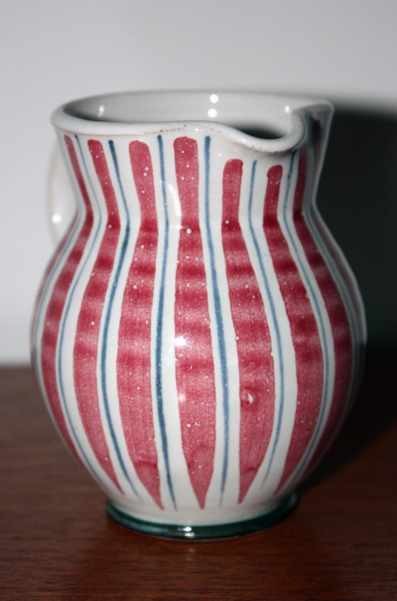 Collectable Vintage Rye Pottery Small Cottage Stripe Jug