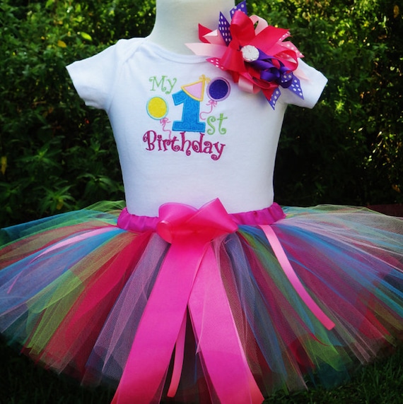 1st Birthday Girl Outfit,Fun Colors One Year Old Girl Birthday Outfit, Baby Girl 1st Birthday Tutu Outfit, 1st Birthday Tutu Outfit