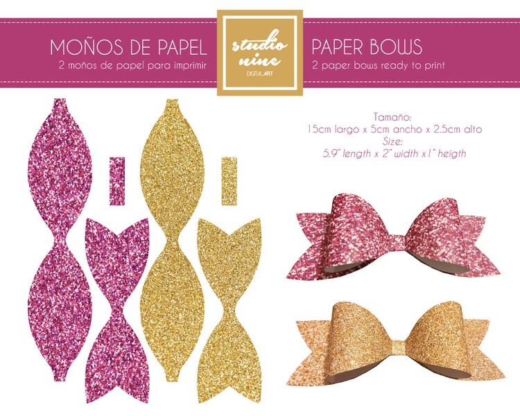 Printable Paper Bow by StudioNineDigitalArt on Etsy