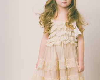 Eloise lace rustic flower girl dress champagne lace dresses flower girl dress country chic flower girl dress rustic wedding dress lace dress