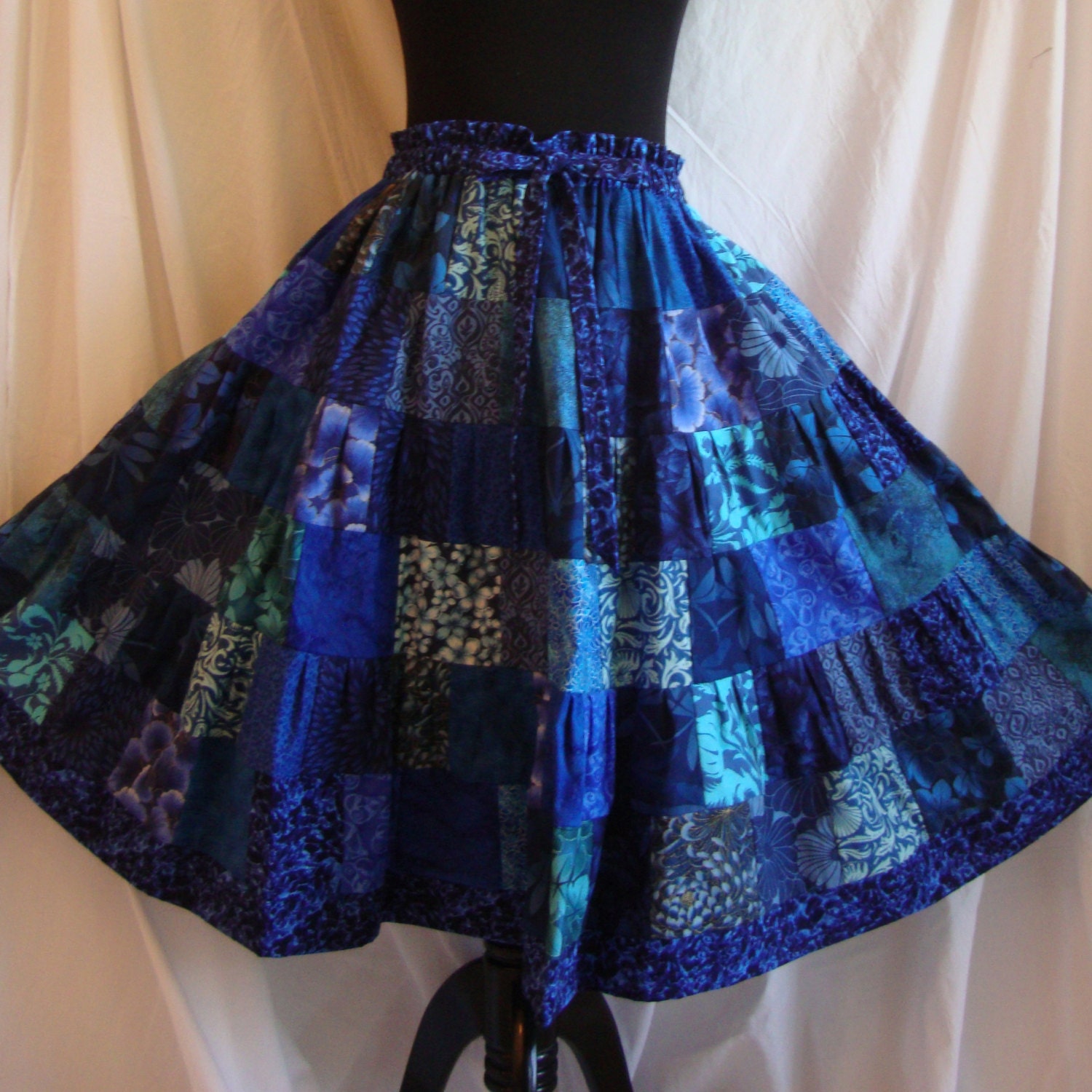 lapis lazuli tiered patchwork skirt