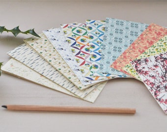 Set of 13 cards printed with various floral patterns
