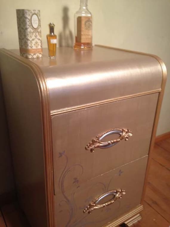 Vintage Art Deco Waterfall nightstand with by ChurchillHomeDecor