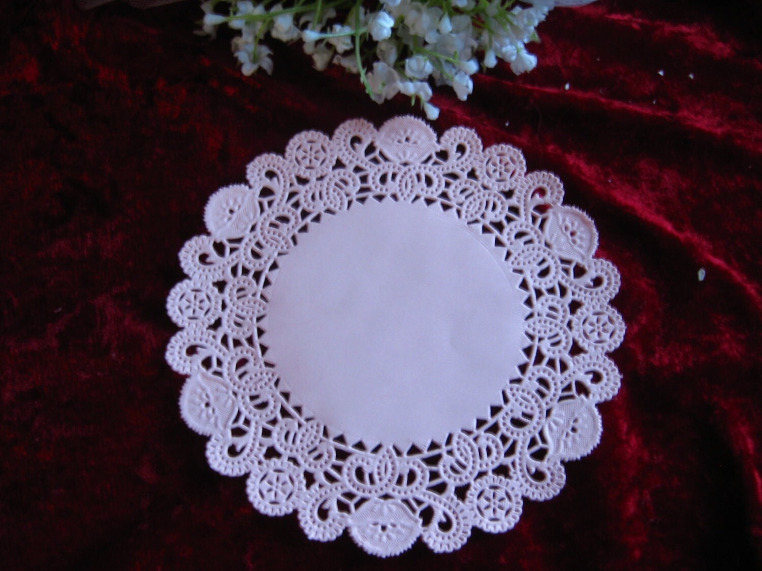 5 inch Light Pink PAPER LACE DOILIES Round Delicate 25