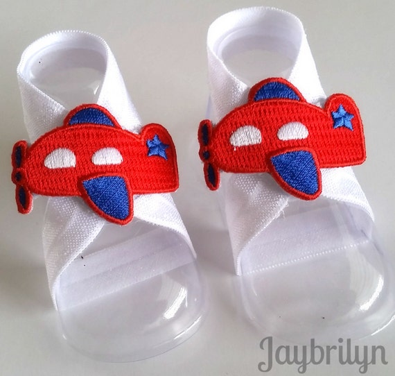 Red Plane Baby Barefoot Sandals, Baby Boy Sandals, Cute Baby Barefoot ...