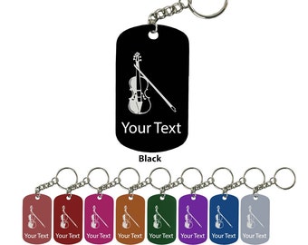 Personalized Engraved Custom Violin 2-inch Colored Anodized Aluminum Key Chain
