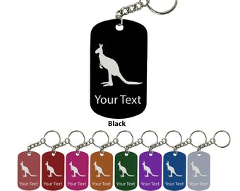 Personalized Engraved Custom Kangaroo 2-inch Colored Anodized Aluminum Key Chain